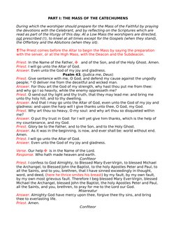 PART I: THE MASS OF THE CATECHUMENS
During which the worshiper should prepare for the Mass of the Faithful by praying
the dev