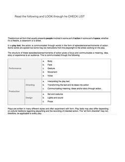 Read the following and LOOK through he CHECK LIST  
 
