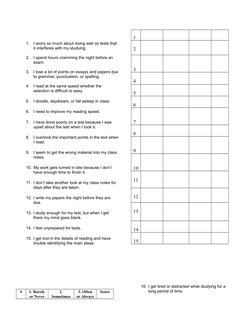 Study Habits Inventory Questionnaire | PDF | Test (Assessment ...