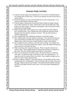 Sentence Study Activities 
 
1) Copy the sentence pages onto transparencies to use with an overhead projector 
for working wi