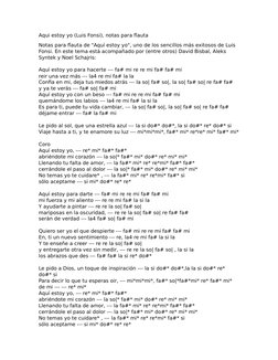 Aqui estoy yo (Luis Fonsi), notas para flauta
Notas para flauta de "Aquí estoy yo", uno de los sencillos más exitosos de Luis