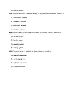 Computer Software MCQs and Answers | PDF | Computer Program | Programming
