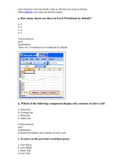 Excel Multichoice Excel Multiple Choice Questions Set 1 | PDF | Spreadsheet | Software