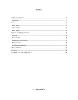INDICÉ
Cuidados Post Mortem...............................................................................................3
D