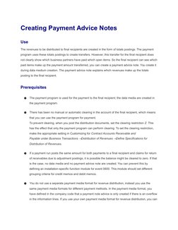 Creating Payment Advice Notes 
Use
The revenues to be distributed to final recipients are created in the form of totals posti