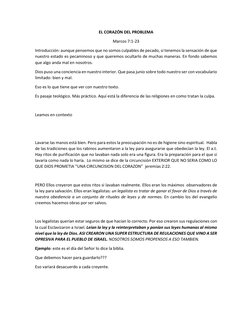 El Corazón del Problema en Marcos 7:1-23 | PDF | Dios | Pecado