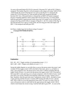 As soon as the push button I0.0 (N-O) is pressed ,it becomes N-C and coil Q1.5 (flag) is 
energized .The another flag Q1.6 wi