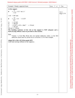 Example 2 Simply supported beam 
Sheet
7 
of 
7 
Rev  
 
 
11 
At the support 
K  
=
5
.
0
4
.
1
e
+
d
a
 but ≤ 1  
 
1.4d  =