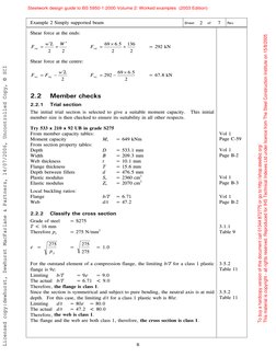 Example 2 Simply supported beam 
Sheet
2 
of 
7 
Rev  
 
 
6 
Shear force at the ends: 
2
2
ve
W
L
w
F
′
+
′
=
  
 
 
2
136
2