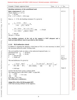 Example 2 Simply supported beam 
Sheet
5 
of 
7 
Rev  
 
 
9 
Buckling resistance of the unstiffened web 
 
Basic requirement