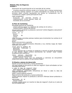 Módulo: Plan de Negocios
Unidad 2
Estimación de la participación en el mercado de las ventas
¿Cuántos productos estimas vende
