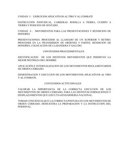 UNIDAD  5 :  EJERCICIOS APLICATIVOS AL TIRO Y AL COMBATE
INSTRUCCIÓN  INDIVIDUAL.  CARRERAS.  RODILLA  A  TIERRA,  CUERPO  A