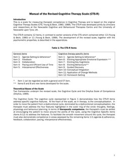 CTS-R Manual for Therapist Competence | PDF | Psychotherapy | Emotions