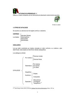 9
ACTIVIDAD DE APRENDIZAJE 1.1 
Elabora un cuadro comparativo de los instrumentos de descripción anteriormente expuestos.
