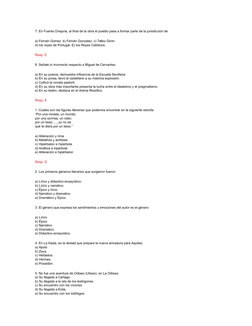 7. En Fuente Ovejuna, al final de la obra el pueblo pasa a formar parte de la jurisdicción de
a) Fernán Gómez. b) Fernán Gonz
