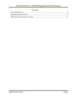 Instructions for a Multi-Stepped Income Statement 
MJC Revised 10/2011 
Page 2 
 
Contents 
Gross Profit Section: ...........