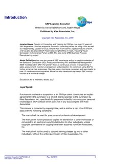 Logistics Execution SAP ECC 6.0 
Rev. 05/10/09 
6 
SAP Logistics Execution Master 
Introduction 
SAP Logistics Executio