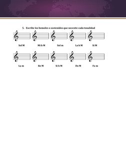 5. Escribe los bemoles o sostenidos que necesite cada tonalidad 
 
 
 
 
 
Sol M                        Mi b M