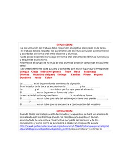 EVALUACION:
-La presentación del trabajo debe responder al objetivo planteado en la tarea.
- El trabajo deberá respetar los p