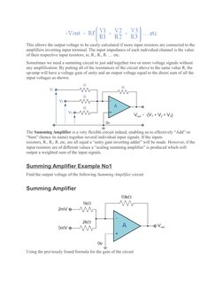 This allows the output voltage to be easily calculated if more input resistors are connected to the 
amplifiers inverting inp