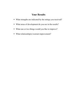 Your Results
What strengths are indicated by the ratings you received?
What areas of development do you see in the results?