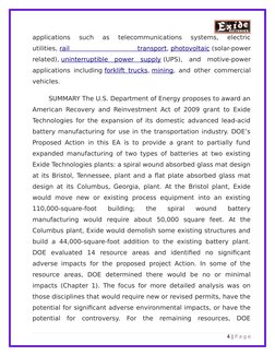 applications  such  as  telecommunications  systems,  electric
utilities, rail
 
transport, photovoltaic (solar-power
related