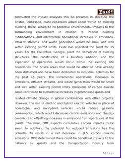 conducted the impact analyses this EA presents in. Because the
Bristol, Tennessee, plant expansion would occur within an exis