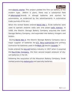 new electric starter. (http://en.wikipedia.org/wiki/Starter_(engine)) This project yielded the first car battery of the
moder