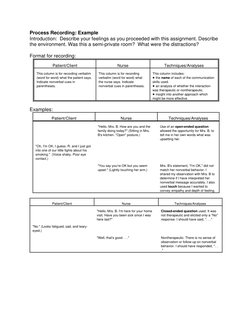 Psych Process Recording Examples Process Recording: Nursing Example | PDF | Nonverbal Communication ...