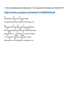 1 Hora de Alabanza de Adoración - En Suprema Intimidad con DIOS 2017
https://www.youtube.com/watch?v=HGjFRAthjuE (https://www