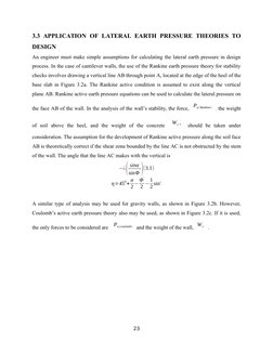 3.3 APPLICATION  OF LATERAL EARTH  PRESSURE  THEORIES TO
DESIGN
An engineer must make simple assumptions for calculating the