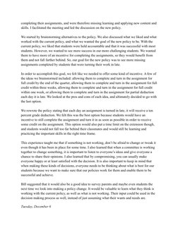 completing their assignments, and were therefore missing learning and applying new content and
skills. I facilitated the meet