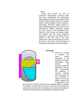 Theory
Nuclear  level  controls  are  used  for
continuous  measurements,  typically  where
most  other  technologies  are  u