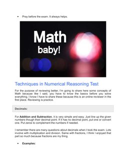 
Pray before the exam. It always helps.
Techniques in Numerical Reasoning Test
For the purpose of reviewing better, I’m goin