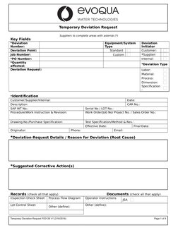 Temporary Deviation Request Form | PDF | Specification (Technical ...