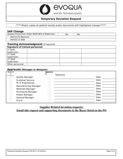 Temporary Deviation Request Form | PDF | Specification (Technical ...