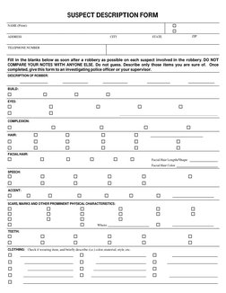 Suspect Description Form Template | PDF