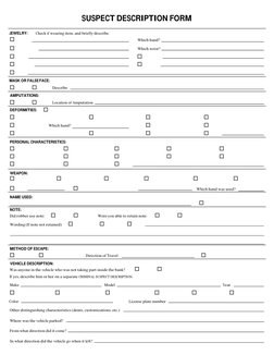 Suspect Description Form Template | PDF