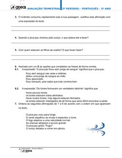 AVALIAÇÃO TRIMESTRAL (3º PERÍODO) - PORTUGUÊS - 3º ANO
3. O incêndio consumiu rapidamente tudo à sua passagem. Justifica esta