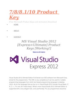 Visual Studio 2012 Product Keys Guide | PDF | Microsoft Visual Studio ...