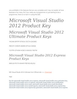 Visual Studio 2012 Product Keys Guide | PDF | Microsoft Visual Studio ...