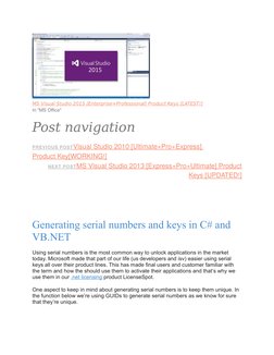 Visual Studio 2012 Product Keys Guide | PDF | Microsoft Visual Studio ...