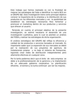 Este  trabajo  que  hemos  realizado  es  con  la  finalidad  de
mejorar las estrategias del foda e identificar la matriz BCG