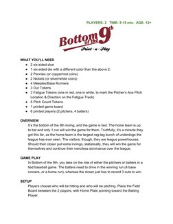 PLAYERS: 2   TIME: 5­15 min.  AGE: 12+ 
 
 
WHAT YOU’LL NEED 
●
2 six­sided dice 
●
1 six­sided die with a different color th