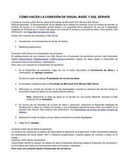 Conexión de Visual Basic a SQL Server | PDF | Servidor SQL de Microsoft ...