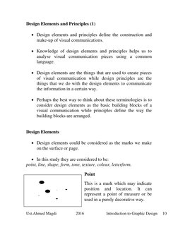 Ust.Ahmed Magdi                   2016                      Introduction to Graphic Design     10 
 
Design Elements and Prin