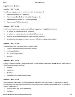 6/2/2017
Wiley CPAexcel ­ AUD
https://app.efficientlearning.com/pv5/v8/5/app/cpa/aud.html?#syllabus
10/11
Supplementary Quest
