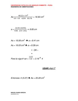 MIGUEL CHANG HEREDIA 
INGENIERO CIVIL 
UNIVERSIDAD CATOLICA LOS ANGELES CHIMBOTE – PIURA 
INGENIERIA DE CIMENTACIONES 
 
 
As