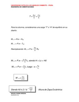 UNIVERSIDAD CATOLICA LOS ANGELES CHIMBOTE – PIURA 
INGENIERIA DE CIMENTACIONES 
MIGUEL CHANG HEREDIA 
INGENIERO CIVIL