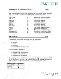 4
 
AIS AMADEUS INFORMATION SYSTEM 
 
 
 
HEAIS 
 
 
Son páginas de información que se dividen por categorías, temas, pág